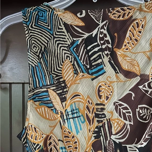 Y2K DSTUDIO 100% Silk Fairy Grunge Slip Dress Abstract Geo Indie Boho | Size 10 - Picture 12 of 14